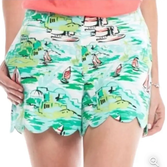 Crown & Ivy scalloped sailboat shorts with stretch. Worn 2x‎ - Picture 1 of 6